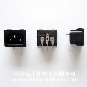 電源座3針 無(wú)耳彎焊
